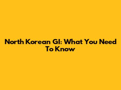 North Korean GI: What You Need To Know