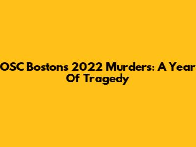 OSC Boston's 2022 Murders: A Year Of Tragedy
