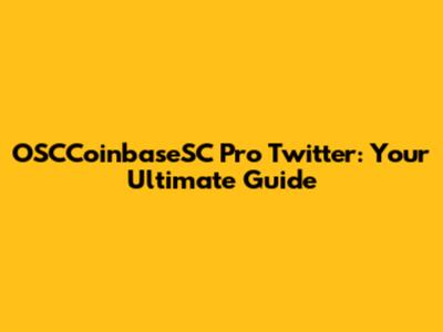 OSCCoinbaseSC Pro Twitter: Your Ultimate Guide
