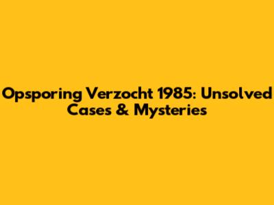 Opsporing Verzocht 1985: Unsolved Cases & Mysteries