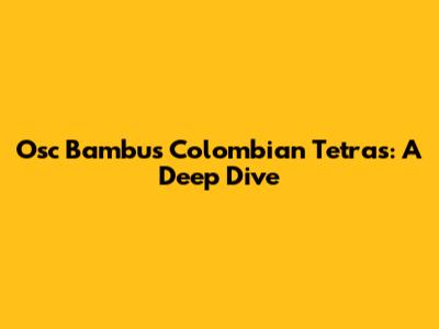 Osc Bambus Colombian Tetras: A Deep Dive