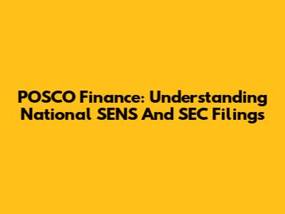 POSCO Finance: Understanding National SENS And SEC Filings