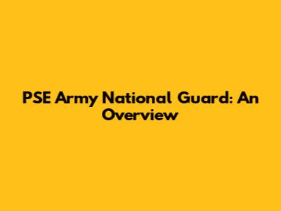 PSE Army National Guard: An Overview
