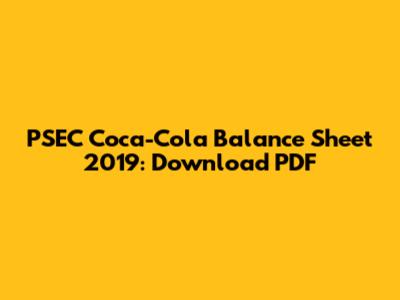 PSEC Coca-Cola Balance Sheet 2019: Download PDF