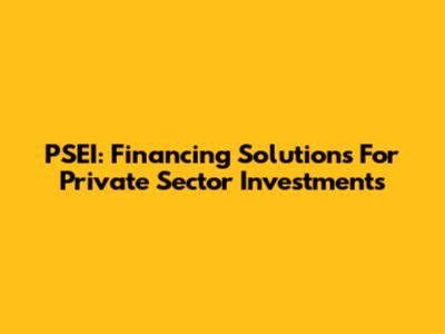 PSEI: Financing Solutions For Private Sector Investments