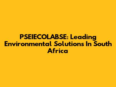 PSEIECOLABSE: Leading Environmental Solutions In South Africa
