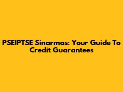 PSEIPTSE Sinarmas: Your Guide To Credit Guarantees