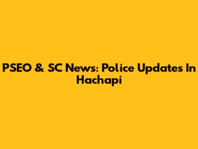 PSEO & SC News: Police Updates In Hachapi