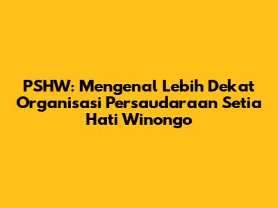 PSHW: Mengenal Lebih Dekat Organisasi Persaudaraan Setia Hati Winongo