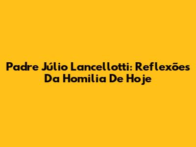 Padre Júlio Lancellotti: Reflexões Da Homilia De Hoje