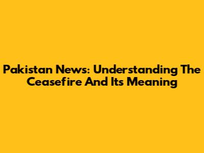 Pakistan News: Understanding The Ceasefire And Its Meaning