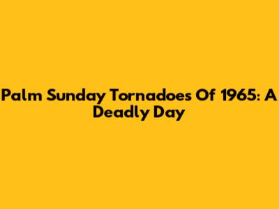 Palm Sunday Tornadoes Of 1965: A Deadly Day