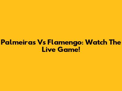 Palmeiras Vs Flamengo: Watch The Live Game!