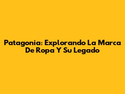 Patagonia: Explorando La Marca De Ropa Y Su Legado