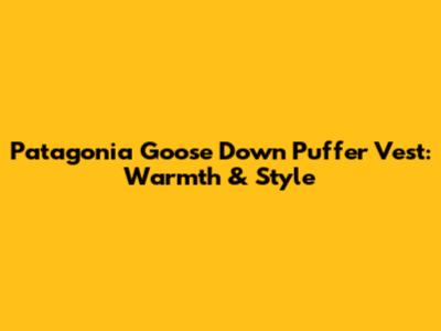 Patagonia Goose Down Puffer Vest: Warmth & Style