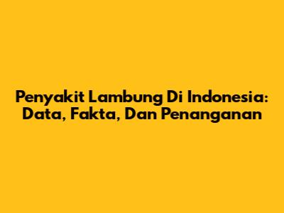 Penyakit Lambung Di Indonesia: Data, Fakta, Dan Penanganan