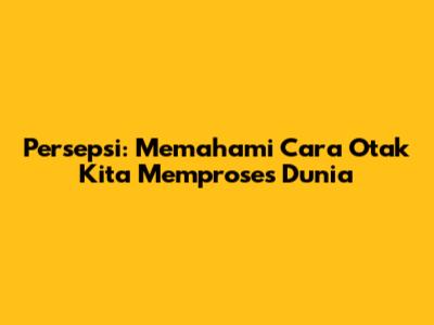 Persepsi: Memahami Cara Otak Kita Memproses Dunia
