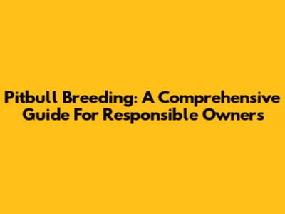 Pitbull Breeding: A Comprehensive Guide For Responsible Owners