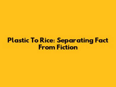 Plastic To Rice: Separating Fact From Fiction