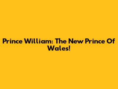 Prince William: The New Prince Of Wales!