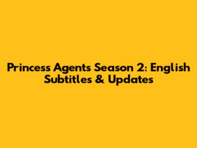 Princess Agents Season 2: English Subtitles & Updates