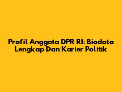 Profil Anggota DPR RI: Biodata Lengkap Dan Karier Politik