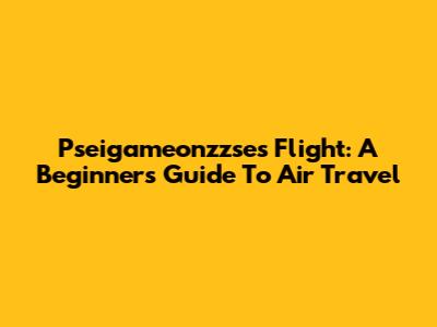 Pseigameonzzse's Flight: A Beginner's Guide To Air Travel