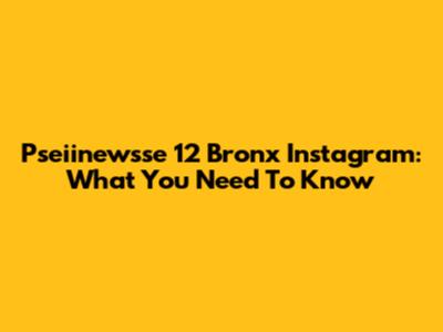 Pseiinewsse 12 Bronx Instagram: What You Need To Know