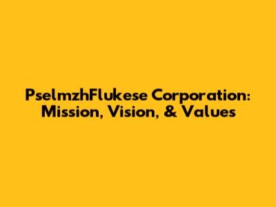 PselmzhFlukese Corporation: Mission, Vision, & Values