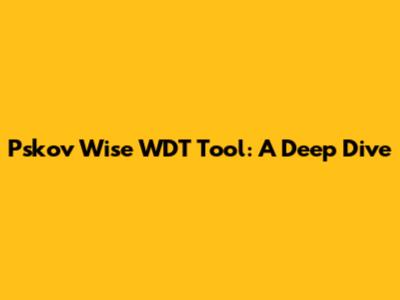 Pskov Wise WDT Tool: A Deep Dive