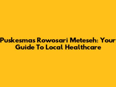 Puskesmas Rowosari Meteseh: Your Guide To Local Healthcare