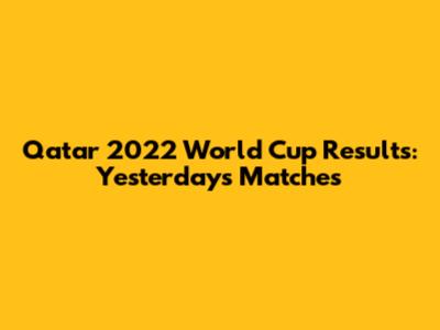 Qatar 2022 World Cup Results: Yesterday's Matches