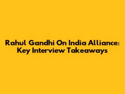Rahul Gandhi On India Alliance: Key Interview Takeaways