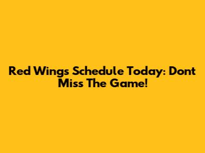 Red Wings Schedule Today: Don't Miss The Game!