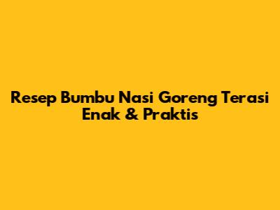 Resep Bumbu Nasi Goreng Terasi Enak & Praktis