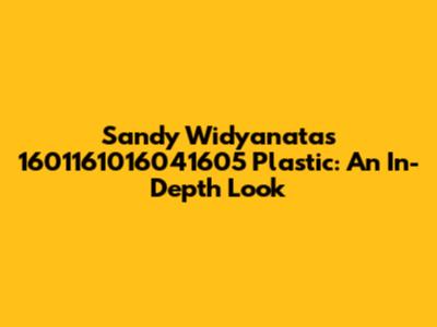 Sandy Widyanata's 1601161016041605 Plastic: An In-Depth Look