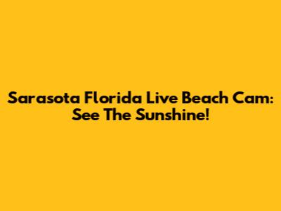Sarasota Florida Live Beach Cam: See The Sunshine!