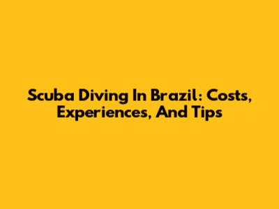 Scuba Diving In Brazil: Costs, Experiences, And Tips