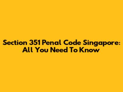 Section 351 Penal Code Singapore: All You Need To Know