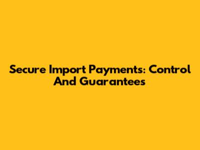 Secure Import Payments: Control And Guarantees