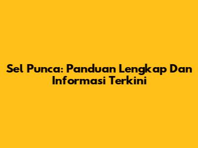 Sel Punca: Panduan Lengkap Dan Informasi Terkini