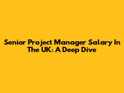 Senior Project Manager Salary In The UK: A Deep Dive