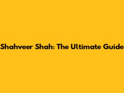 Shahveer Shah: The Ultimate Guide