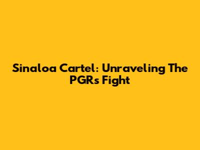Sinaloa Cartel: Unraveling The PGR's Fight