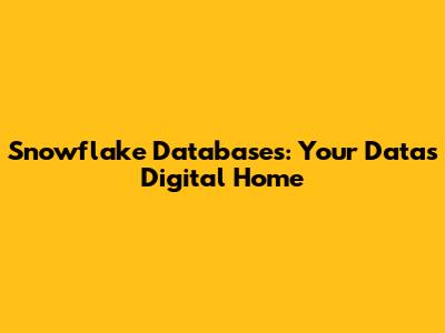 Snowflake Databases: Your Data's Digital Home