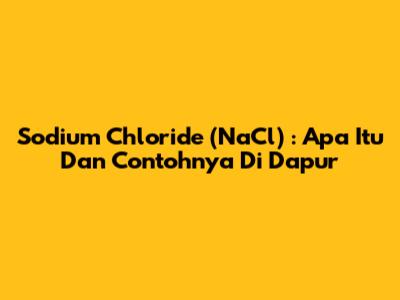 Sodium Chloride (NaCl) : Apa Itu Dan Contohnya Di Dapur