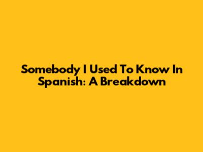 Somebody I Used To Know In Spanish: A Breakdown