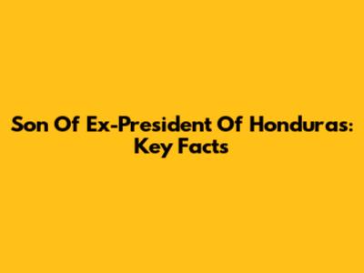 Son Of Ex-President Of Honduras: Key Facts