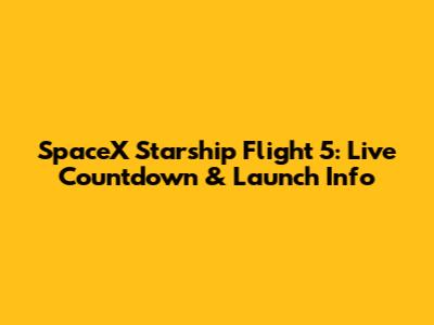 SpaceX Starship Flight 5: Live Countdown & Launch Info