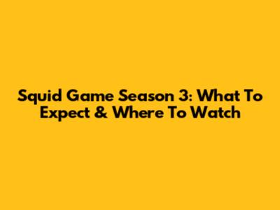 Squid Game Season 3: What To Expect & Where To Watch